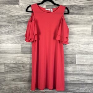 Halogen Dress Womens S Pink Cold Shoulder‎ Ruffle Knee Length Basic Minimalist